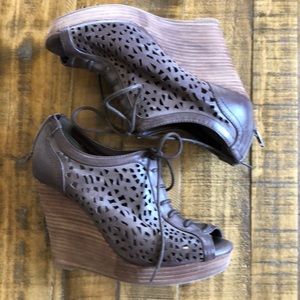 Patent Faux Leather Laser-cut Wedge